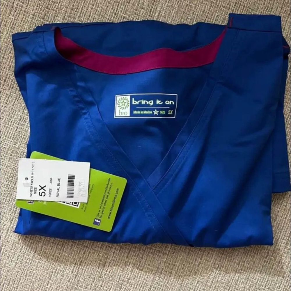 Royal Blue scrub top 5X with tags by BIO (Bring It On)